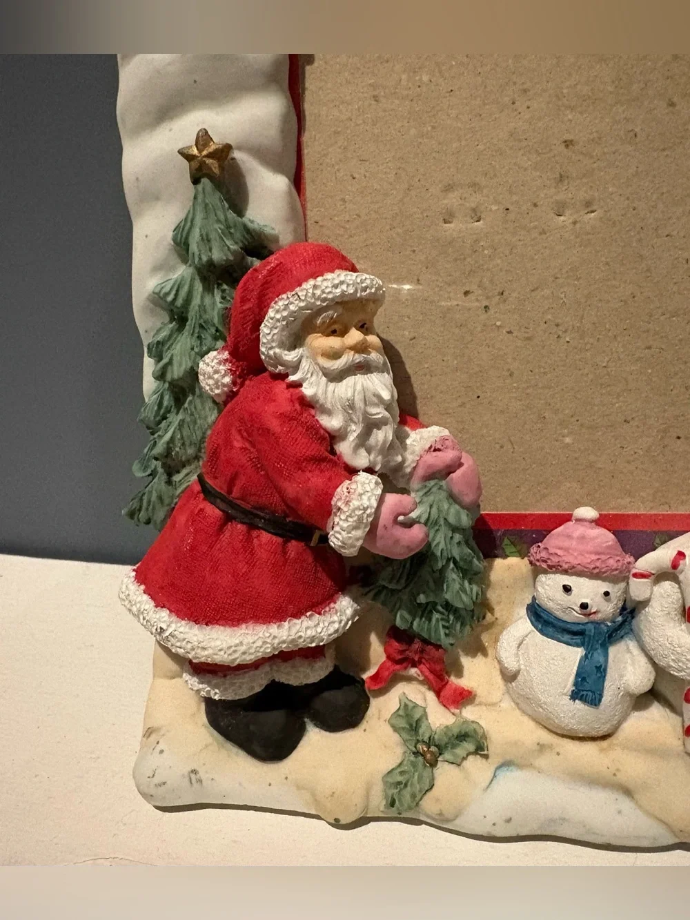 Christmas Picture Frame Porcelain Vertical Santa Snowmen Classic Holiday Decor